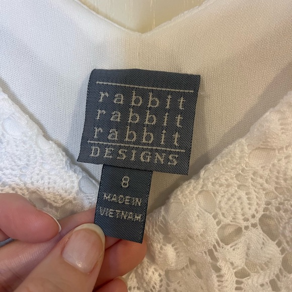 Rabbit Rabbit Rabbit White Bell Sleeve Crochet Midi Dress NWT - Picture 3 of 6